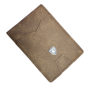 GSOIAX Slim Leather RFID Bifold Wallet for Men Minimalist Front, Gift Box, Brown